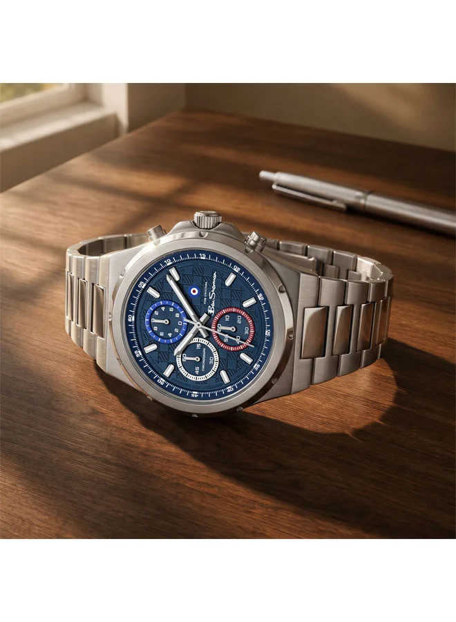 Ben Sherman Blue Manchester  Blue Dial Stainless Steel Bracelet Chronograph Watch for Men, 43mm for Men | Best Price UAE