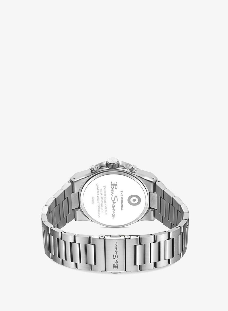 Ben Sherman Manchester  Blue Dial Stainless Steel Bracelet Chronograph Watch for Men, 43mm - Image 3