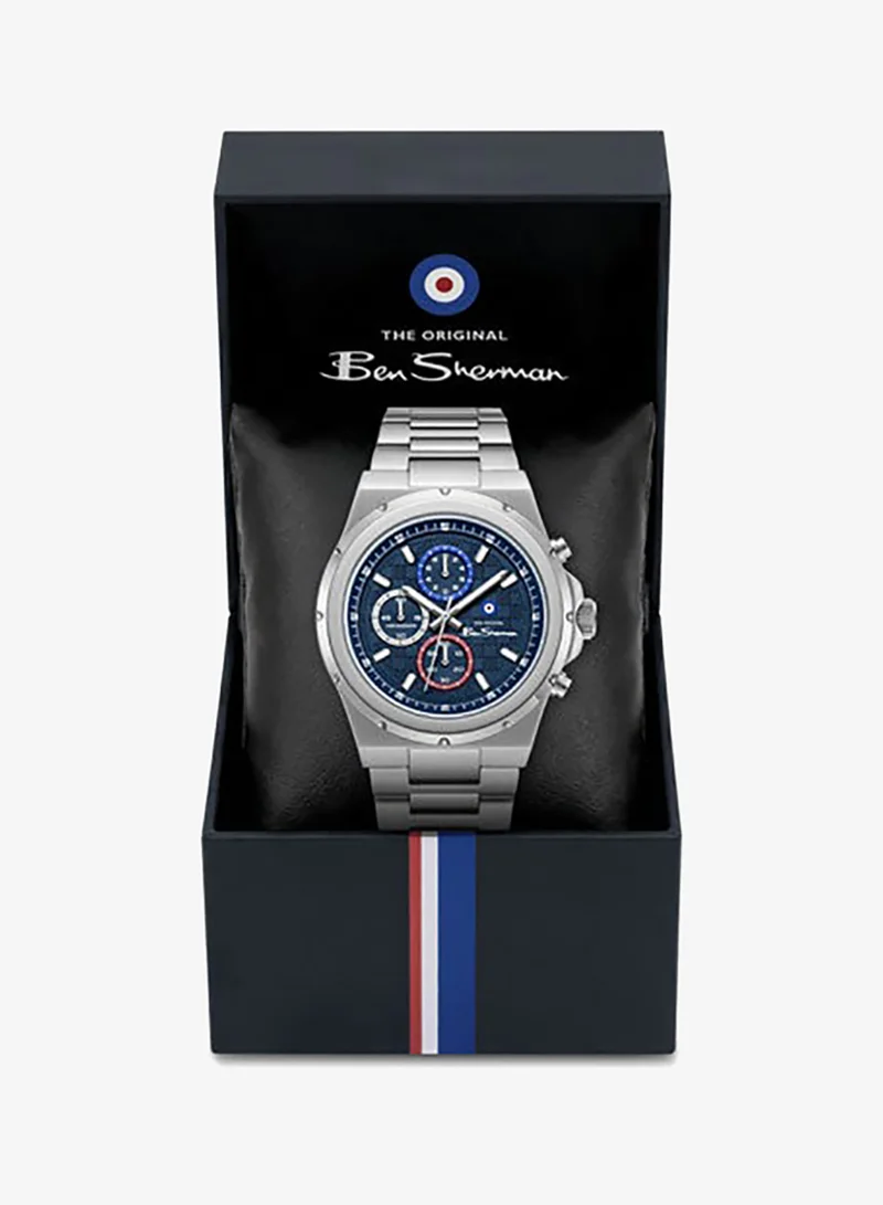 Ben Sherman Blue Manchester  Blue Dial Stainless Steel Bracelet Chronograph Watch for Men, 43mm for Men | Best Price UAE
