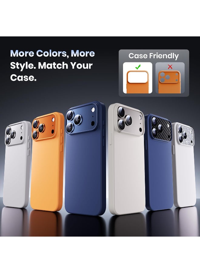 for iPhone Pro Max 17 Camera Lens Protector - [Strong Adsorption] Metal 9H+ Tempered Glass Camera Screen Full Protective Cover Case Friendly,Orange - Image 2