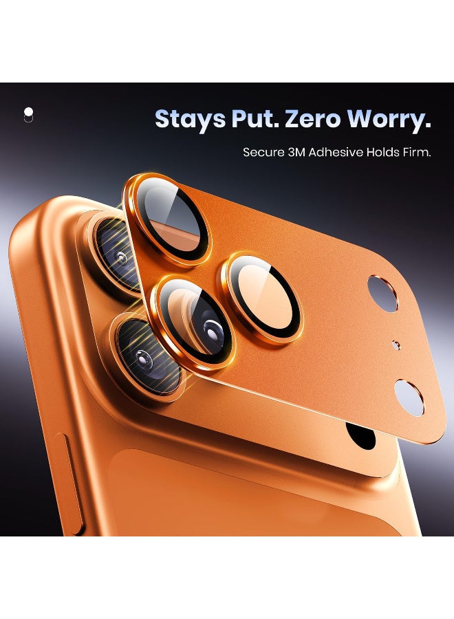 for iPhone Pro Max 17 Camera Lens Protector - [Strong Adsorption] Metal 9H+ Tempered Glass Camera Screen Full Protective Cover Case Friendly,Orange - Image 3