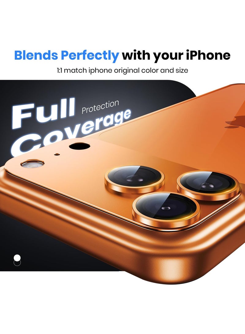 for iPhone Pro Max 17 Camera Lens Protector - [Strong Adsorption] Metal 9H+ Tempered Glass Camera Screen Full Protective Cover Case Friendly,Orange - Image 5