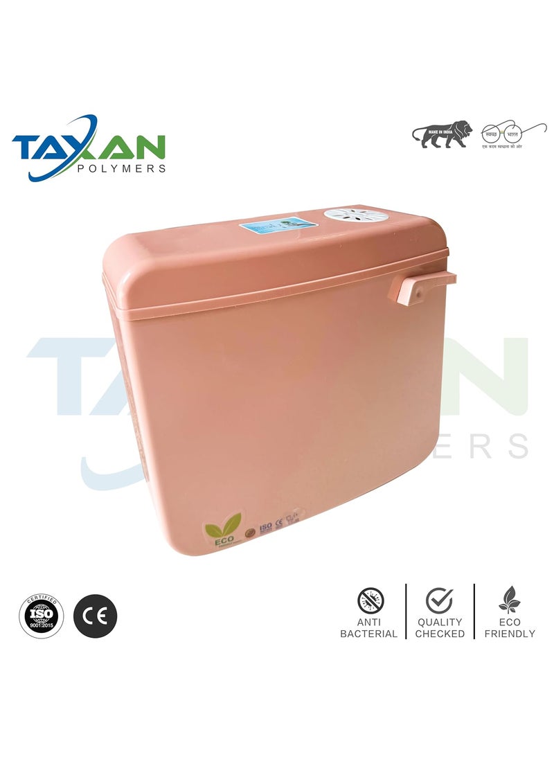 TAXAN POLYMERS TAXAN Single Flush Tank for Toilet 10 LTR Water Capacity Polypropylene Smart PVC Slim Cistern Wall Mounted Side Handle Regular Flushing Tank with Complete Set Pink  - Image 3