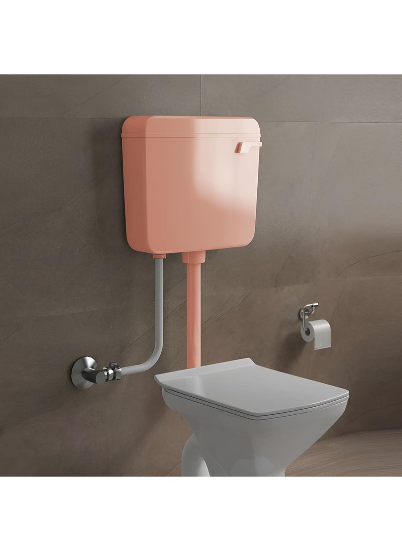 TAXAN POLYMERS TAXAN Single Flush Tank for Toilet 10 LTR Water Capacity Polypropylene Smart PVC Slim Cistern Wall Mounted Side Handle Regular Flushing Tank with Complete Set Pink  - Image 4