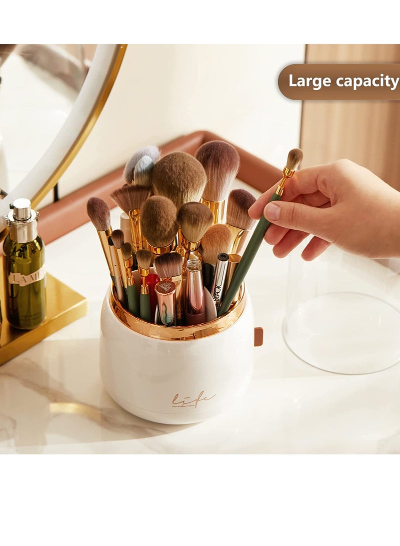 Sharpdo Makeup Brush Holder Organizer with Lid, Rotating Dustproof Make Up Brushes Container with Clear Acrylic Cover for Vanity,Bathroom,Countertop,Dresser - Image 5