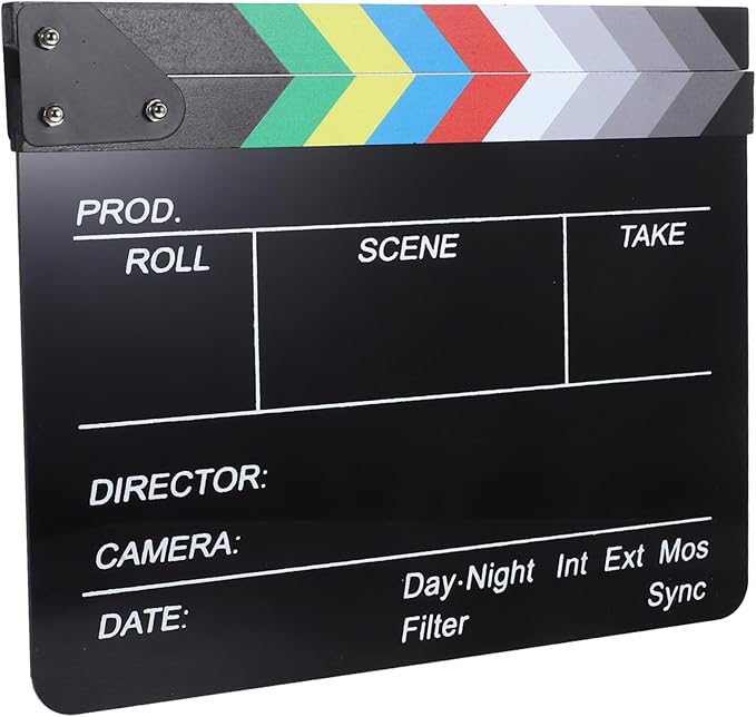 Black Acrylic Clapper Board Essential Filmmaking Tool Action Scene Movie Film Prop - Image 1
