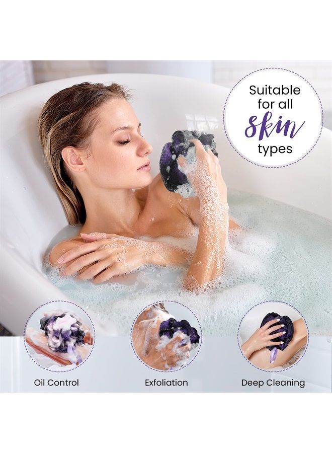 Opaz Bath Shower Sponge Loofah Skin care kit Body scrubber pouf exfoliator large ball scruber Set of 4 - Image 2