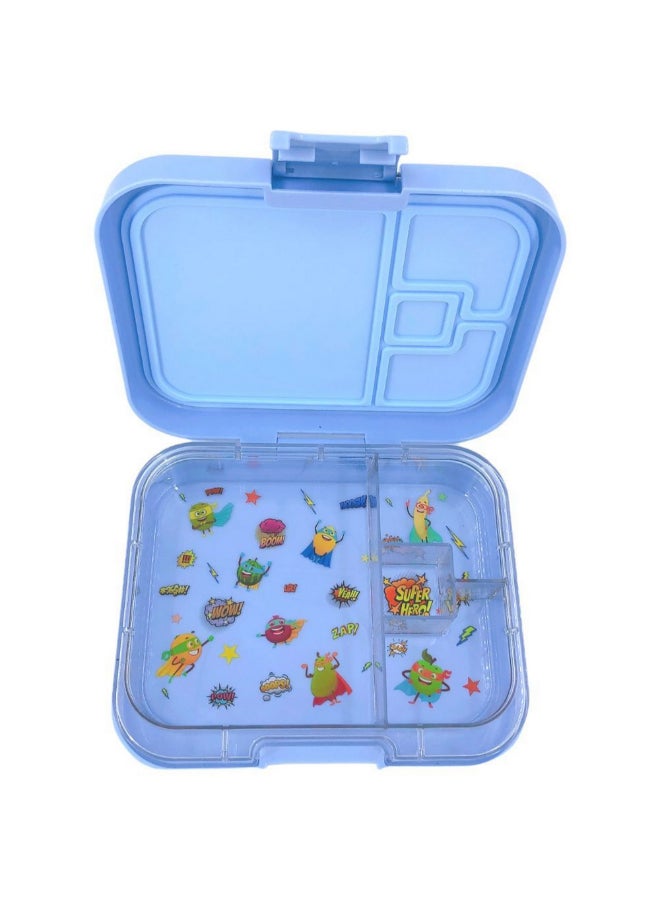 TINY WHEEL 4-Compartment Printed Bento Lunch Box for Kids Baby Blue 4 x 20 x 16 cm 9850 - Image 2