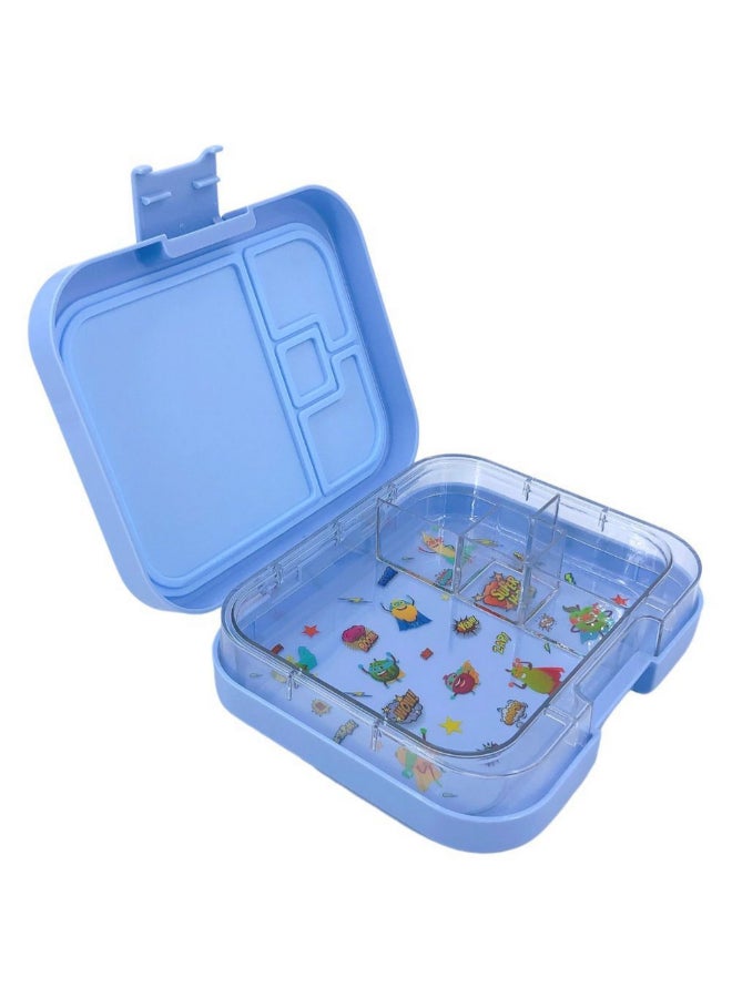 TINY WHEEL 4-Compartment Printed Bento Lunch Box for Kids Baby Blue 4 x 20 x 16 cm 9850 - Image 1
