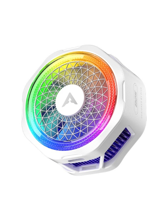PIVA B25 PRO 20W Mobile Phone Cooling Fan – Rapid cooling (down to 40°C), magnetic clip, app control, and RGB lighting. Durable and scratch-resistant; suitable for gaming and heavy use. Color: White. - Image 1