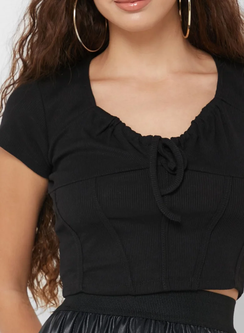 Ginger Solid Ruffle Sleeve Top