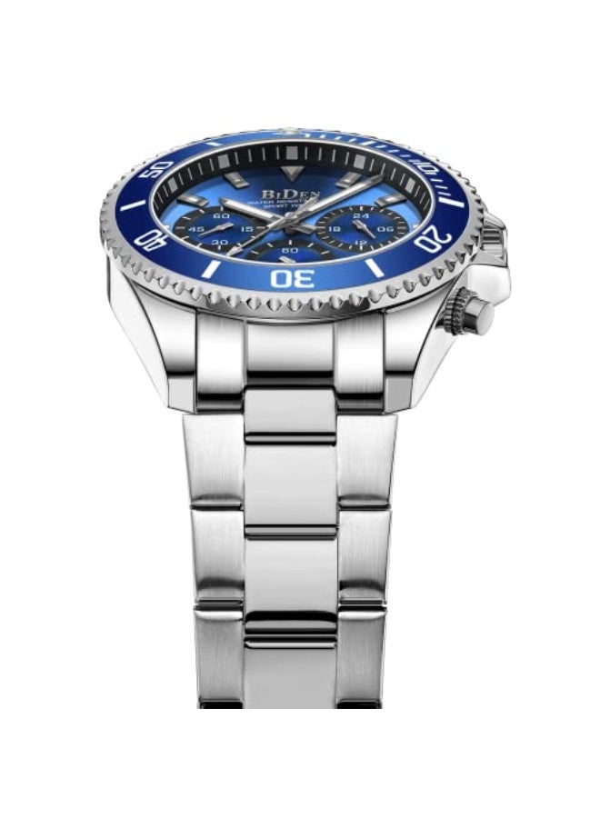 BIDEN Mens Watches Chronograph Stainless Steel Waterproof Date Analog Quartz Watch Business Casual Fashion Wrist Watches for Men, Gold D, Quartz Watch,Chronograph - Image 3