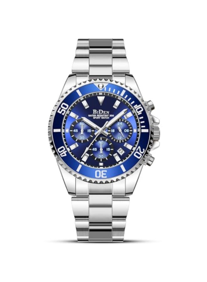 BIDEN Mens Watches Chronograph Stainless Steel Waterproof Date Analog Quartz Watch Business Casual Fashion Wrist Watches for Men, Gold D, Quartz Watch,Chronograph - Image 1