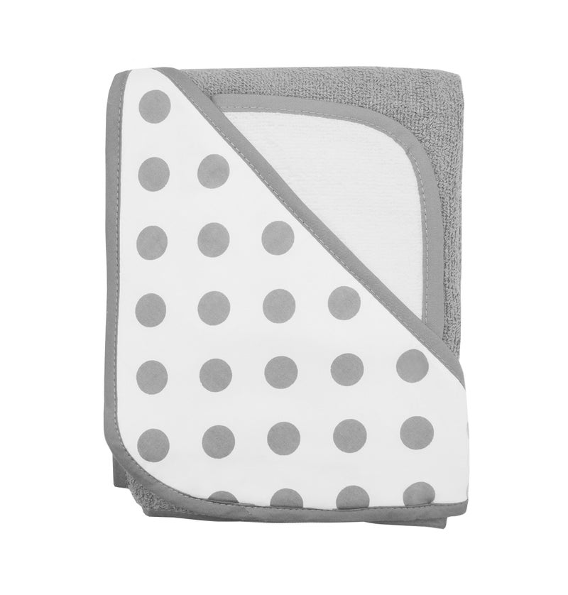 American Baby Company Cotton Terry Hooded Towel Set, Gray Dot, for Boys and Girls - Image 1