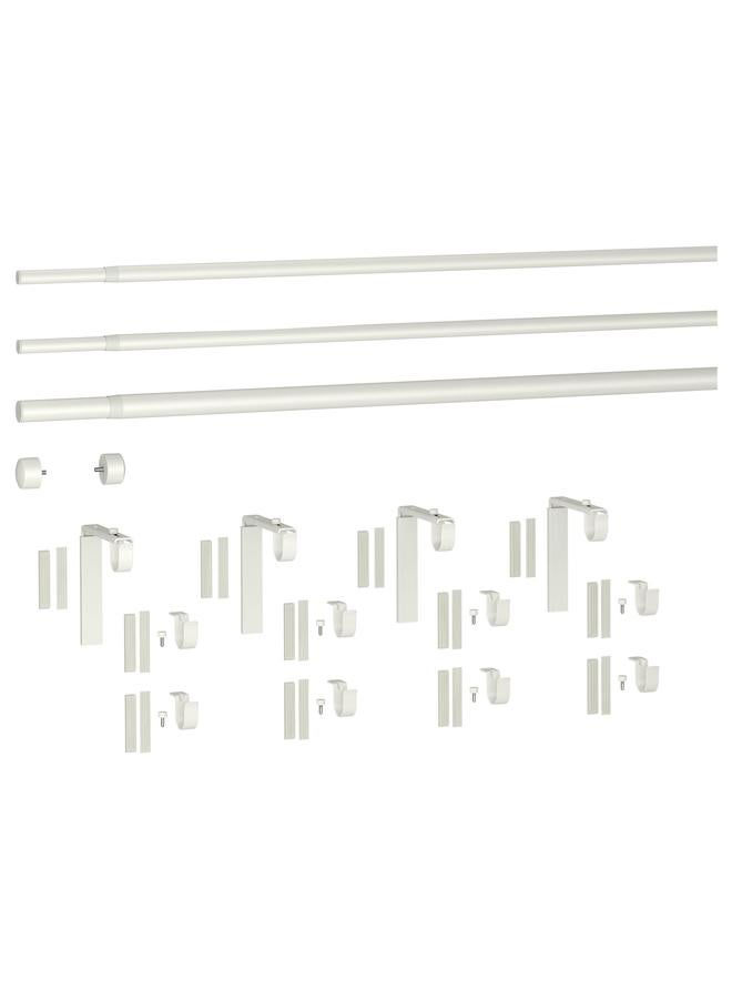 erorex Triple Curtain Rod Combination, White, 210-385 Cm - Image 3