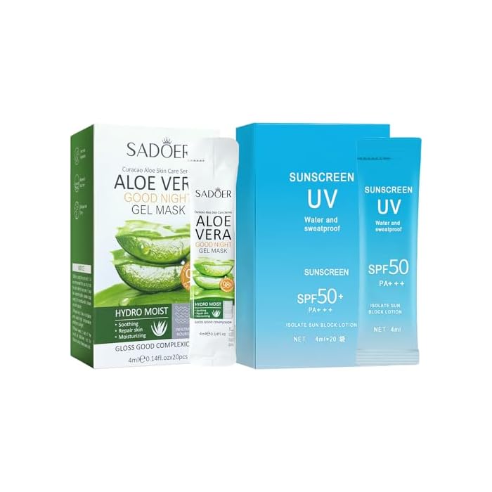 20PCS Mini Sunscreen & 20PCS Mini Aloe Vera Gel - Travel Size Bulk Sunscreen & Aloe Vera Gel (4ml Each), Lightweight & Non-Greasy & Hydrating, Perfect for Outdoor Party, Thank You Gifts, Daily Use