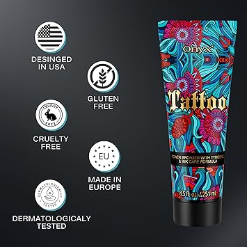 Onyx Tattoo Protect Sunbed Cream 85oz Tanning Accelerator for Tattoo Care Deep Hydration LongLasting Colour Protection StreakFree FastAbsorbing Formula Indoor Outdoor Use Even Tan - Image 5