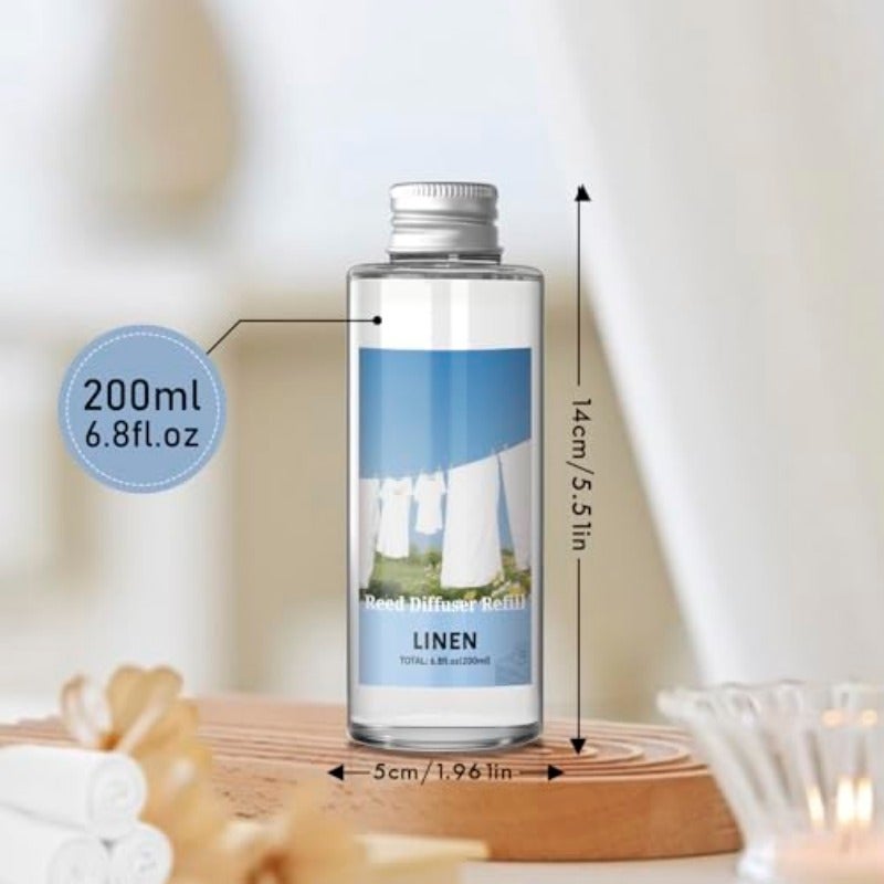 Reed Diffuser Refill Oil 200ml Fresh Linen Scent with 6 Sticks LongLasting Home Fragrance for Bedroom Living Room Offices - Image 4