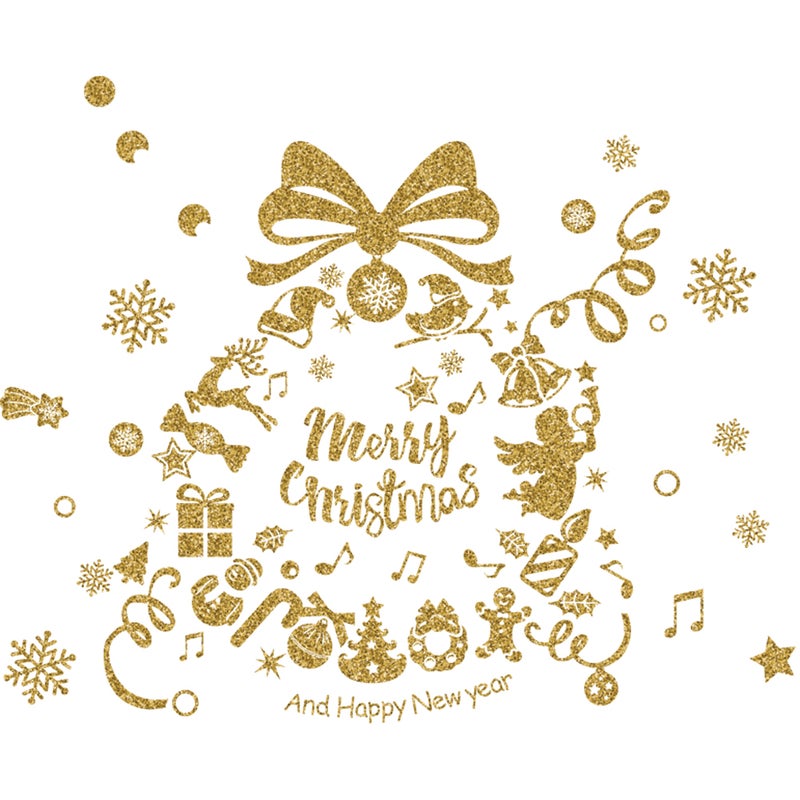 Winter Christmas Day Gold Glittering Wall Sticker Window Glass Door Removable Sticker Home DIY Decoration - Image 1