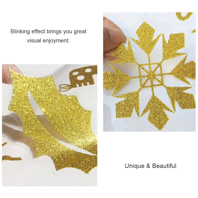 Winter Christmas Day Gold Glittering Wall Sticker Window Glass Door Removable Sticker Home DIY Decoration - Image 5
