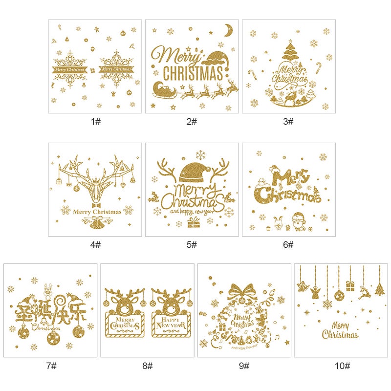 Winter Christmas Day Gold Glittering Wall Sticker Window Glass Door Removable Sticker Home DIY Decoration - Image 2