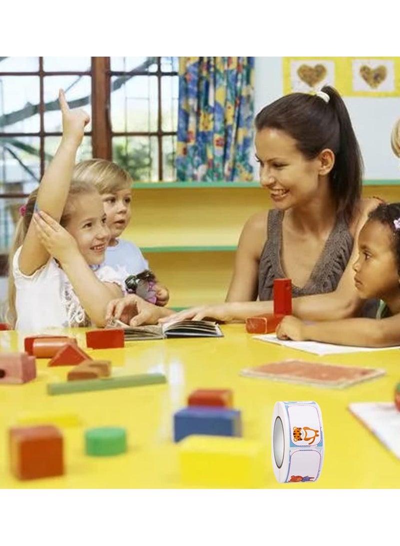 SOLARAE Name Tag Stickers Animal Roll Adhesive Labels Name Badge Personalized Border Stick on Kids Clothes Desk Box Mailing Teachers Nursery Office School Home Supplies, 5 Roll 1750 PCS - Image 5