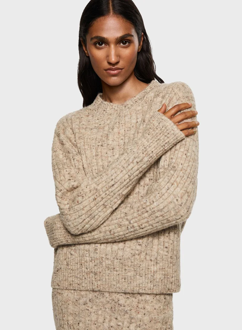 MANGO Round Neck Knitted Sweater