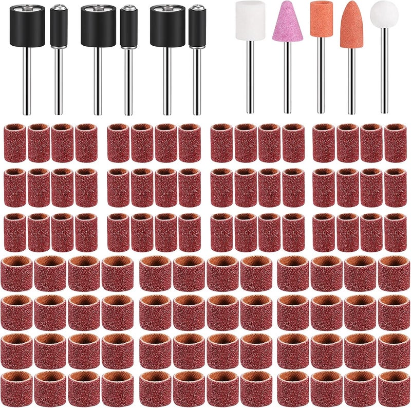 Kajaia 96 Pcs Dog Nail Grinder Replacement Kit Sanding Drum Set with Grit Sanding Bands Pet Smoother Claw Care Pet Nail Grinder Dog Claw Trimmer Grooming Tool Supplies 100 Grit - Image 1