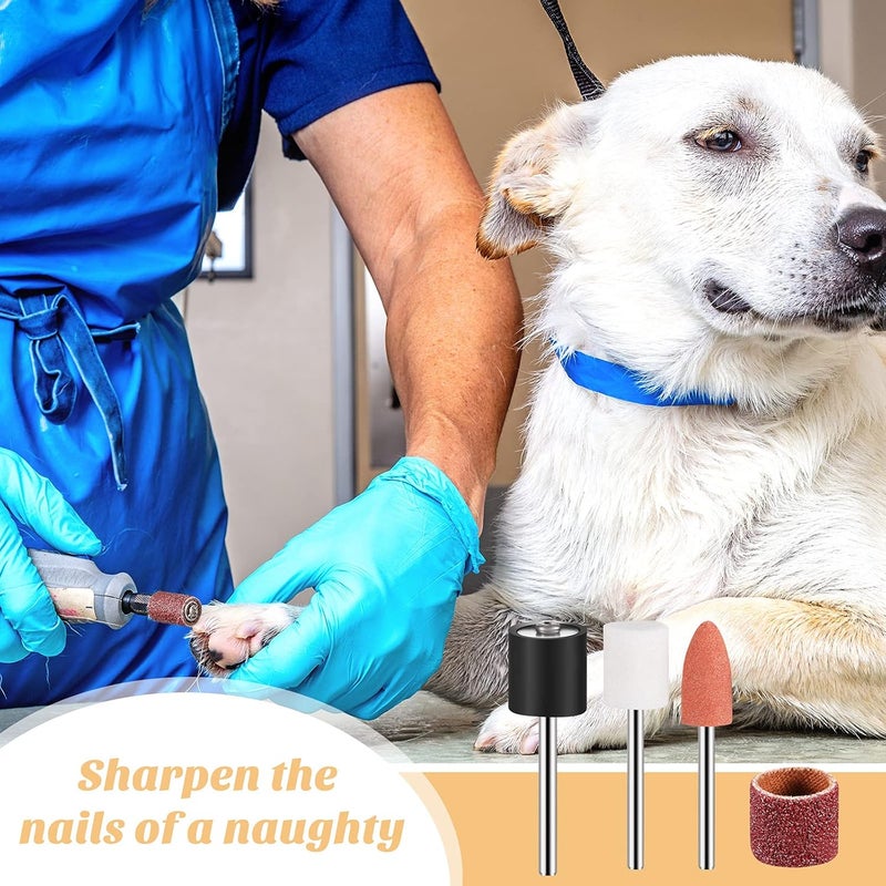 Kajaia 96 Pcs Dog Nail Grinder Replacement Kit Sanding Drum Set with Grit Sanding Bands Pet Smoother Claw Care Pet Nail Grinder Dog Claw Trimmer Grooming Tool Supplies 100 Grit - Image 4