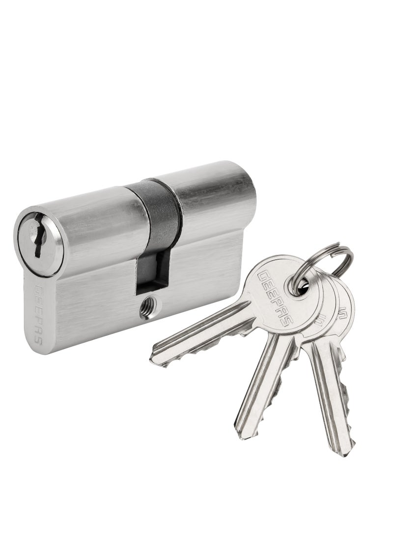 GEEPAS Geepas Mortise Cylinder 60 MM, Double Cylinder For Mortise Lock Body, With 3 Normal Keys, Anti Corrosive Material Of Body, Easy Installation With M5 Screw, Non Repetitive Combination Keys  - Image 1