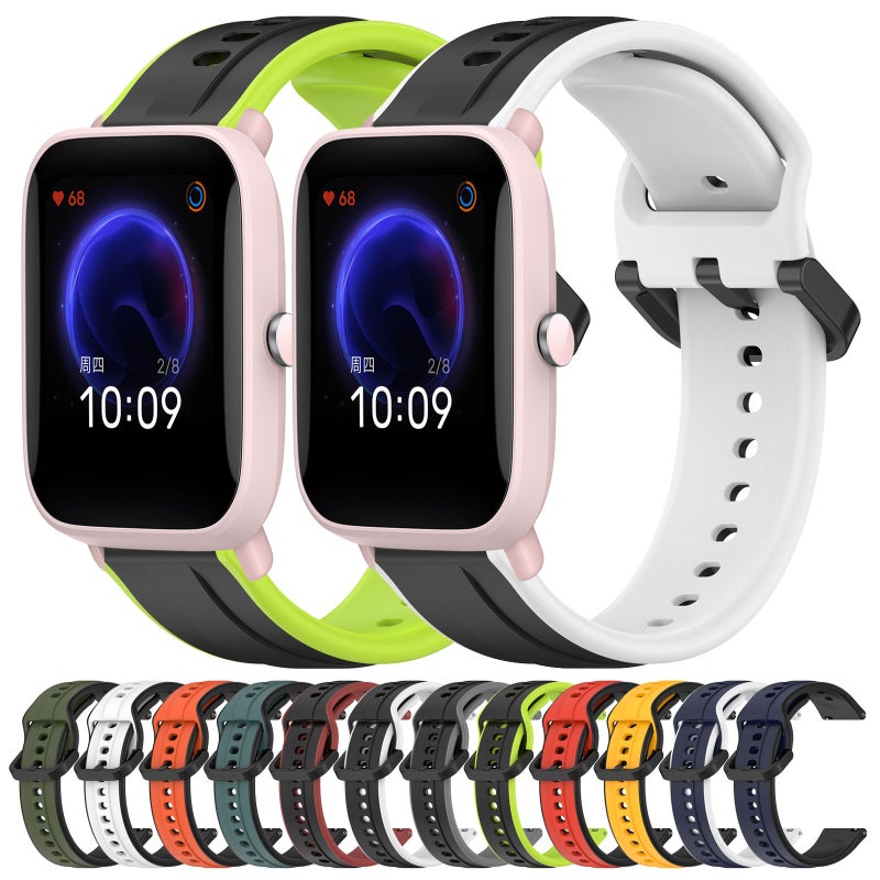 erorex For Amazfit Pop Pro 20Mm Convex Loop Two-Color Silicone Watch Band(White+Black) - Image 3