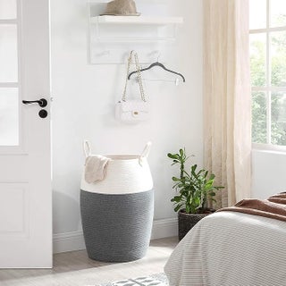 BLURISM Decor Large Woven Baskets for Storage Cotton Rope Basket for Storage Tall Blanket Basket for Living Room Nursery Laundry Basket Big Basket for Toys Basket with Handle Large GreyWhite - pzsku/ZD23C47EFC9592B919056Z/45/1748265373/988ae444-a3e6-4a0d-871b-82e4bc46b472