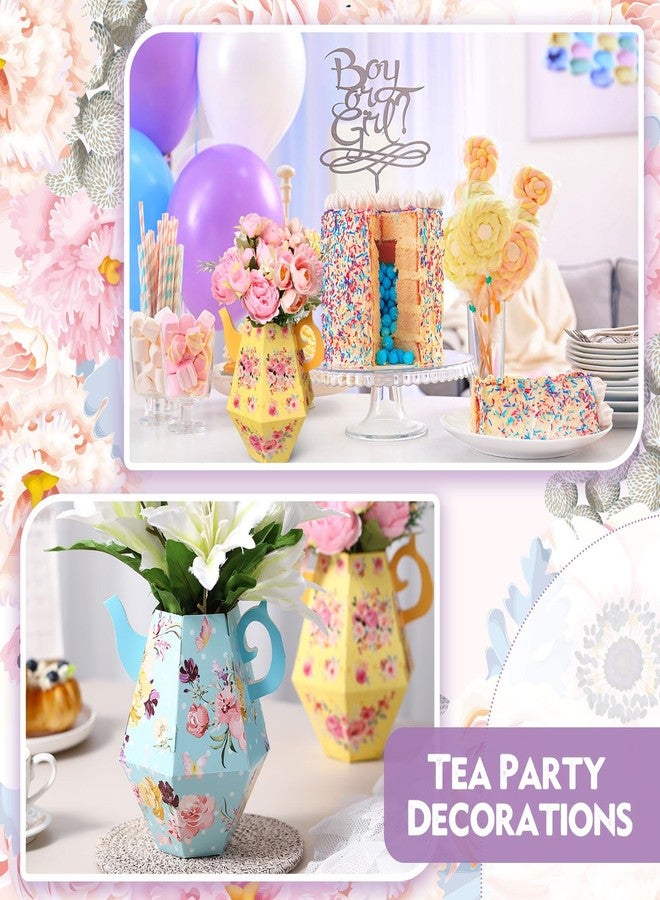 نوجو مجموعة نوجو المكونة من 12 قطعة لتزيين طاولات حفلات الشاي، مناسبة لحفلات الربيع والصيف وحفلات الزفاف، تتضمن إبريق شاي بحجم 6.8 بوصة، مزهرية زهور أميرة، صناديق، ديكور طاولة لحفلات أعياد الميلاد ذات الطابع الزهري، حفلات استقبال المولود، 6 أنماط - Image 5