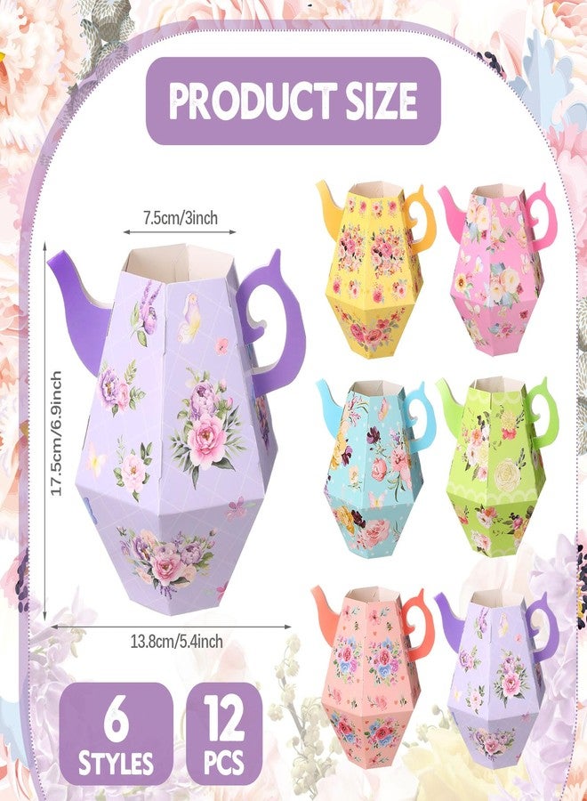 نوجو مجموعة نوجو المكونة من 12 قطعة لتزيين طاولات حفلات الشاي، مناسبة لحفلات الربيع والصيف وحفلات الزفاف، تتضمن إبريق شاي بحجم 6.8 بوصة، مزهرية زهور أميرة، صناديق، ديكور طاولة لحفلات أعياد الميلاد ذات الطابع الزهري، حفلات استقبال المولود، 6 أنماط - Image 2