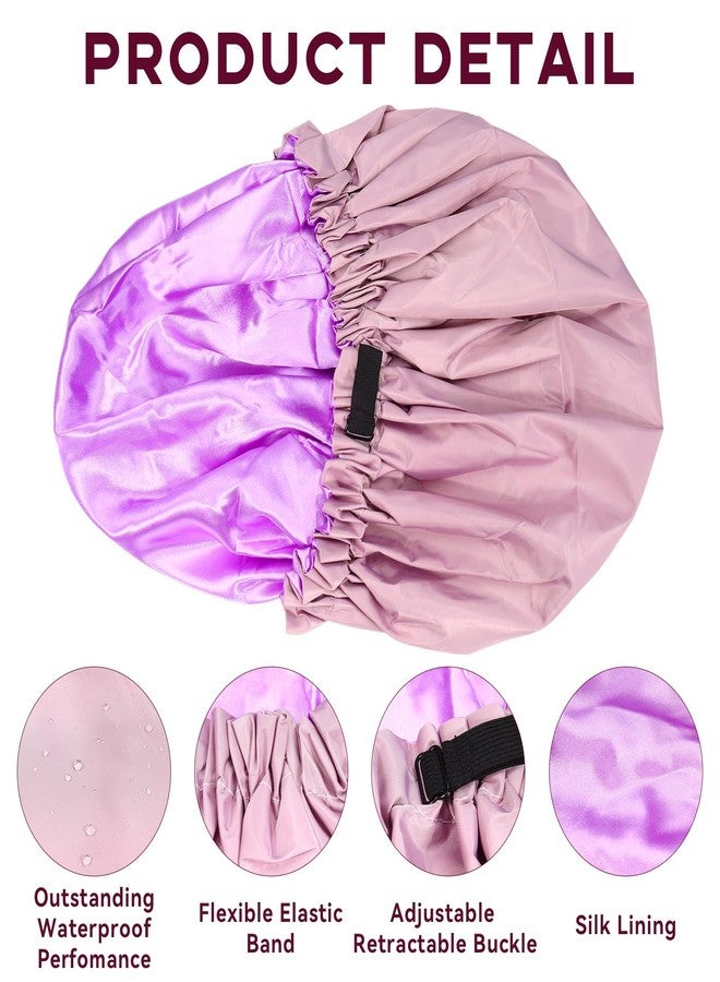 JOLYEAK Extra Large Shower Cap,Adjustable Bath Cap,Jumbo Braids Shower Cap,Shower Caps for Women Reusable Waterproof (Purple - Image 5