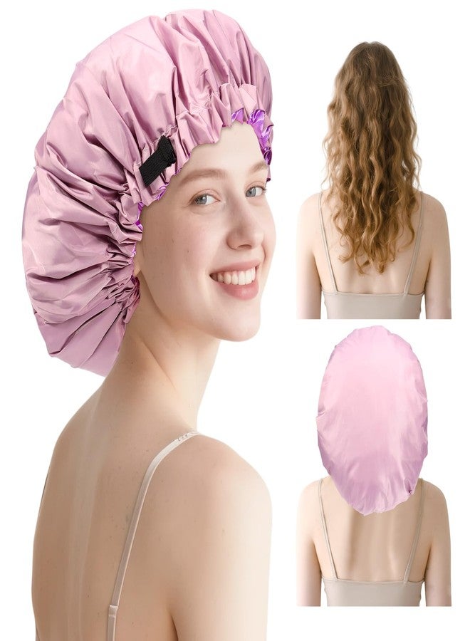 JOLYEAK Extra Large Shower Cap,Adjustable Bath Cap,Jumbo Braids Shower Cap,Shower Caps for Women Reusable Waterproof (Purple - Image 1