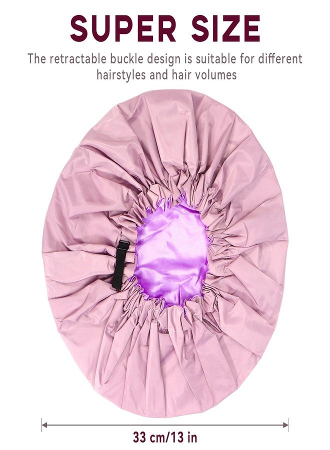 JOLYEAK Extra Large Shower Cap,Adjustable Bath Cap,Jumbo Braids Shower Cap,Shower Caps for Women Reusable Waterproof (Purple - Image 2