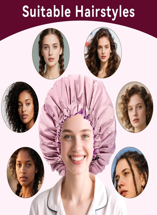 JOLYEAK Extra Large Shower Cap,Adjustable Bath Cap,Jumbo Braids Shower Cap,Shower Caps for Women Reusable Waterproof (Purple - Image 4