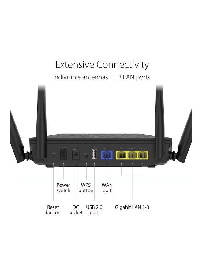 ASUS RT-AX53U (AX1800) Dual Band WiFi 6 Extendable Router, Subscription-free Network Security, Parental Control, Built-in VPN, AiMesh Compatible, Gaming & Streaming, Smart Home, USB/ Black - Image 3