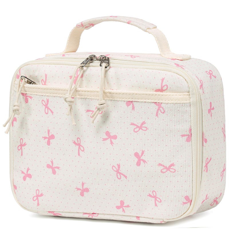 LEDAOU Lunch Box Kids Insulated Lunch Bag Girls Toddler Reusable Lunchbox for School Picnic Hiking Pink Bow