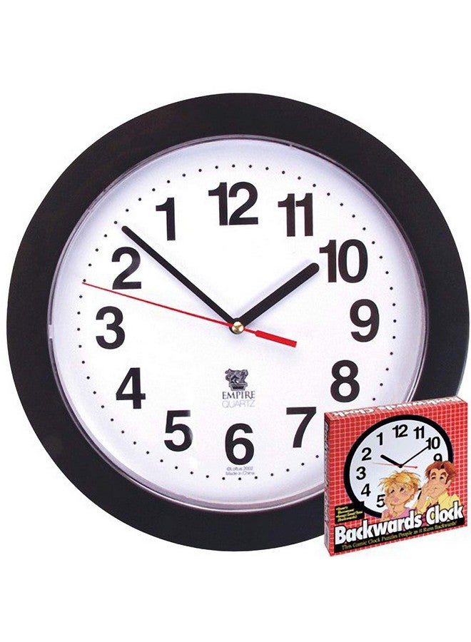 Loftus Black Backwards Wall Clock, Runs Counterclockwise and Reverse