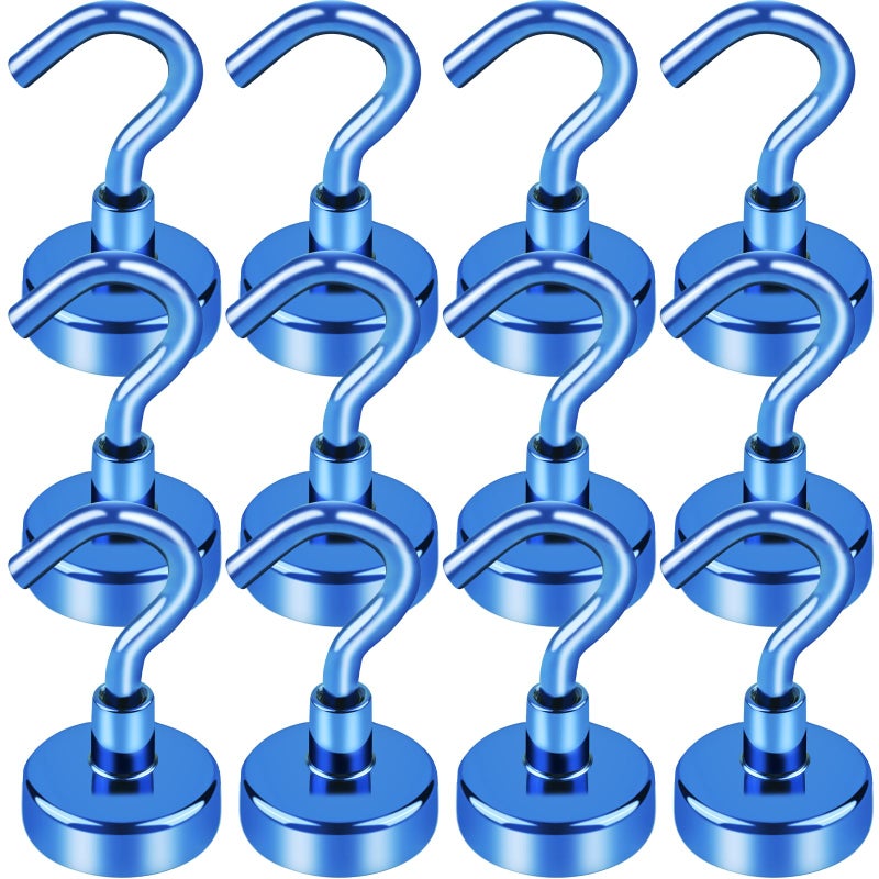 LOVIMAG Cruise Essentials, 30lbs Cruise Door Magnets, Blue Magnetic Hooks for Cruise Cabins, Magnetic Hooks for Hanging, Refrigerator, -12 Pack - Image 1