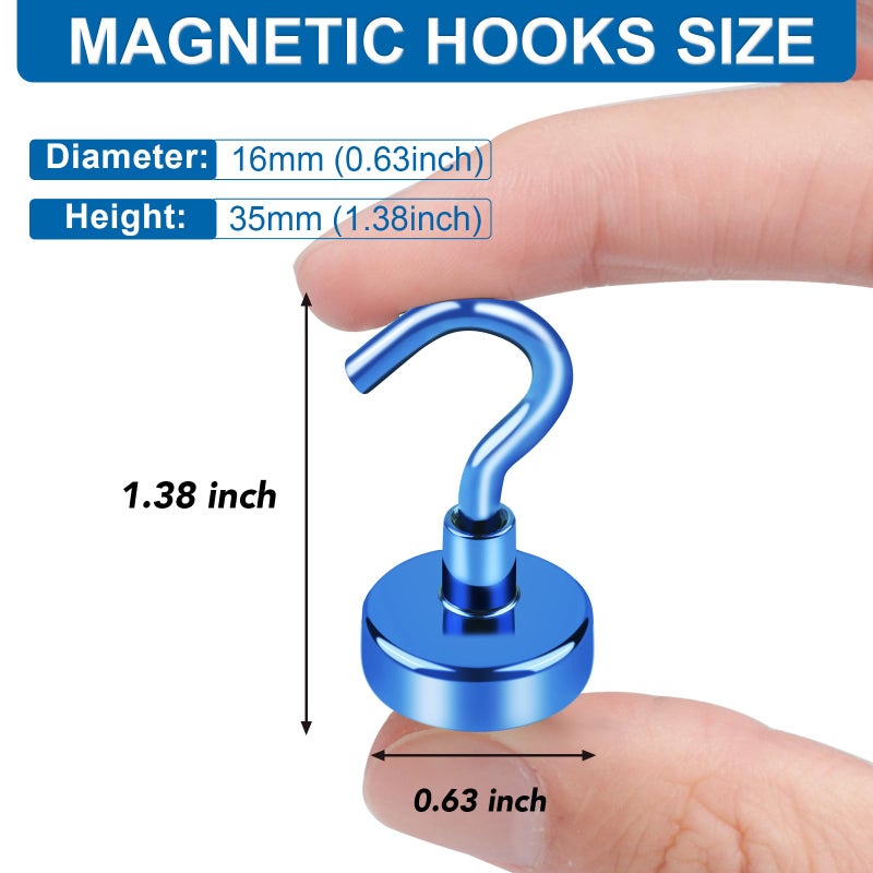 LOVIMAG Cruise Essentials, 30lbs Cruise Door Magnets, Blue Magnetic Hooks for Cruise Cabins, Magnetic Hooks for Hanging, Refrigerator, -12 Pack - Image 3