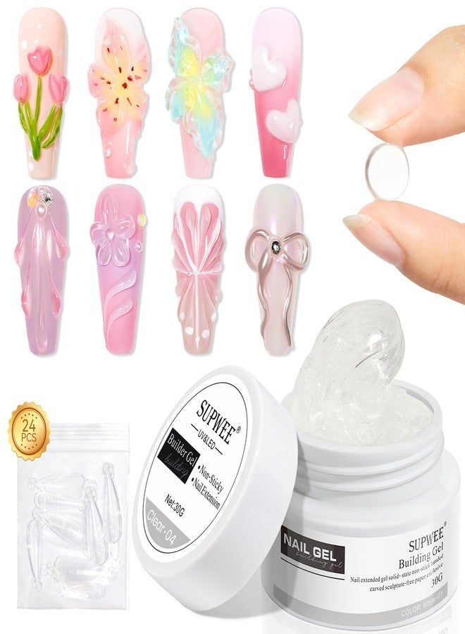 SUPWEE 3D Nail Gel 30g 3D Sculpting Gel for Nail Art Clear Solid Builder Gel Extension Non Stick Hand Sculpting Gel Hard Gel for Nail Carving Modeling Nail Art Soak Off Manicure DIY at Home - Image 1