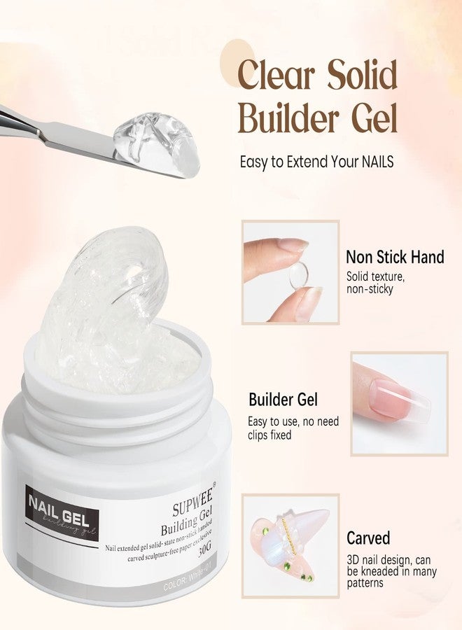 SUPWEE 3D Nail Gel 30g 3D Sculpting Gel for Nail Art Clear Solid Builder Gel Extension Non Stick Hand Sculpting Gel Hard Gel for Nail Carving Modeling Nail Art Soak Off Manicure DIY at Home - Image 3