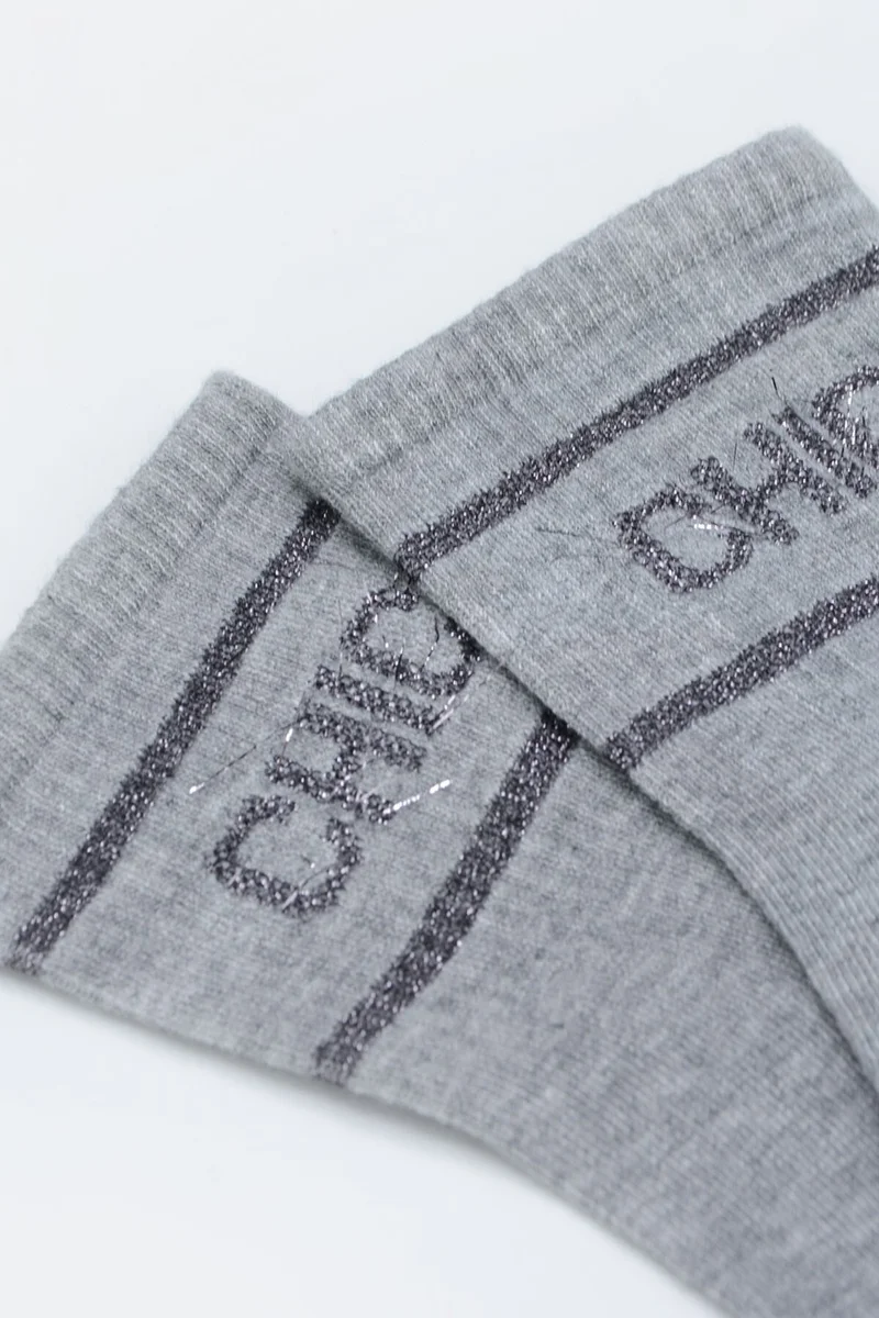 NBB Gray Chic Slogan Printed Socket Socks