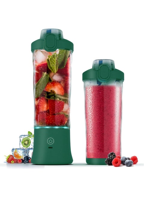 Portable Blender, 150 Watt for Shakes and Smoothies Waterproof Blender USB Rechargeable with 20 oz BPA Free Blender Cups with Travel Lid (Green)