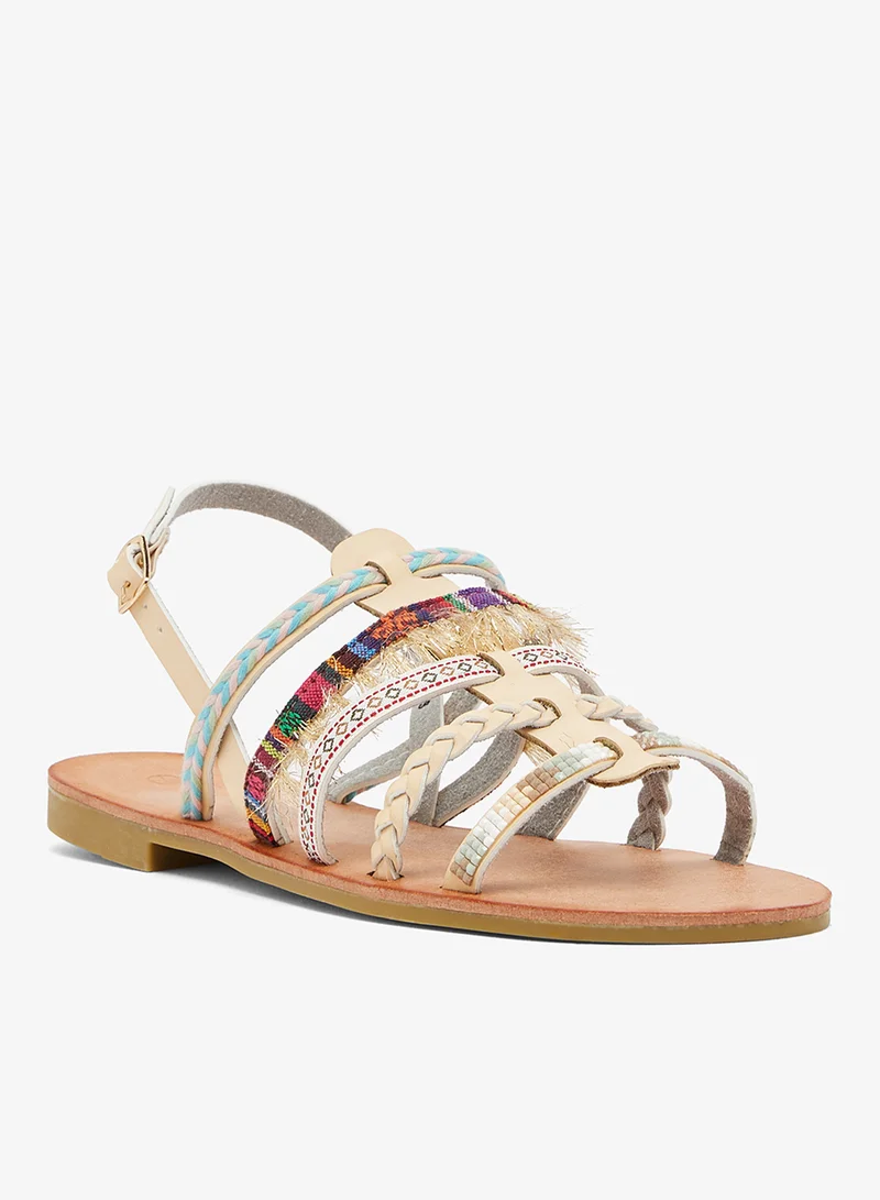 سافانا كولكشن صندل مسطح بأشرطة متعددة