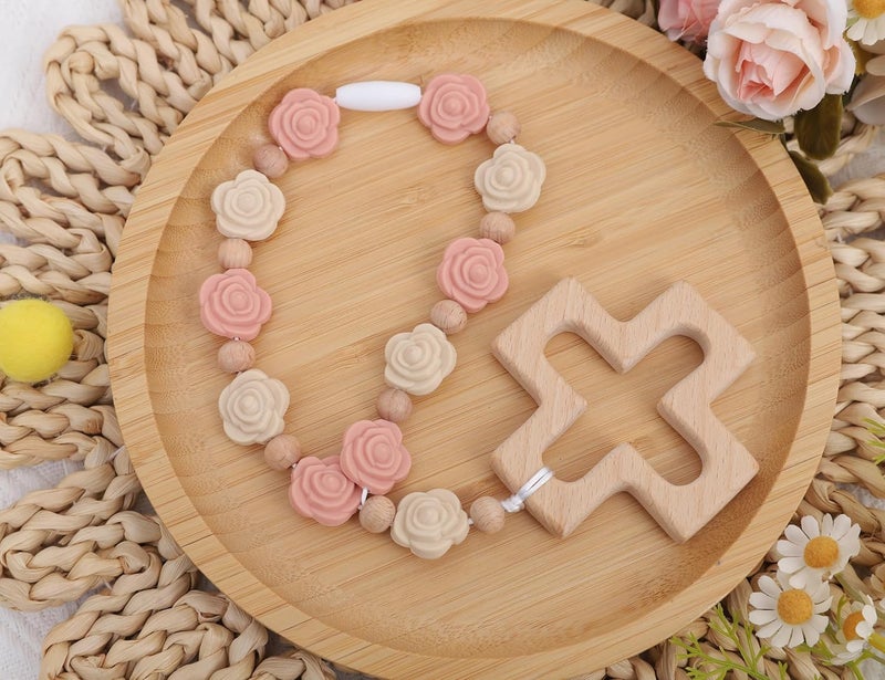 YOUAME Cross Baptism Silicone Rosary  Baby Shower Baptism Party Supply Kids First Rose Beads Rosary Baby Girls 1st Year Silicone Beads Gifts Christian Communion Rosary - Image 3