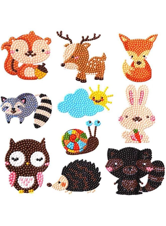 10 Pcs DIY Kids Animal Diamond Painting Stickers - Beginner Diamond Painting Kits - Digital Diamond Paint by Numbers Diamonds for Children Adult Beginners